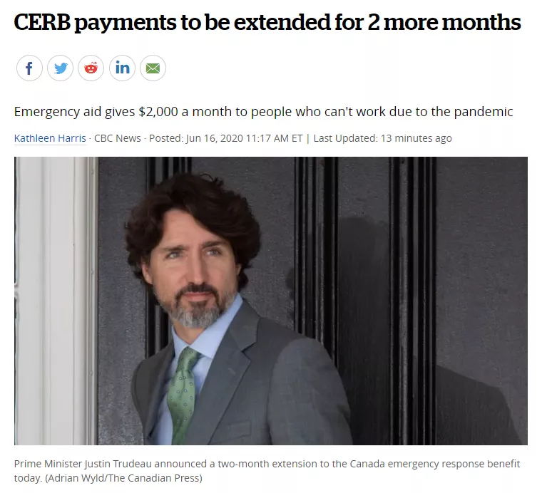 持續升級！加拿大CERB福利金延長8周，失業人士最多可領1.2萬加元！